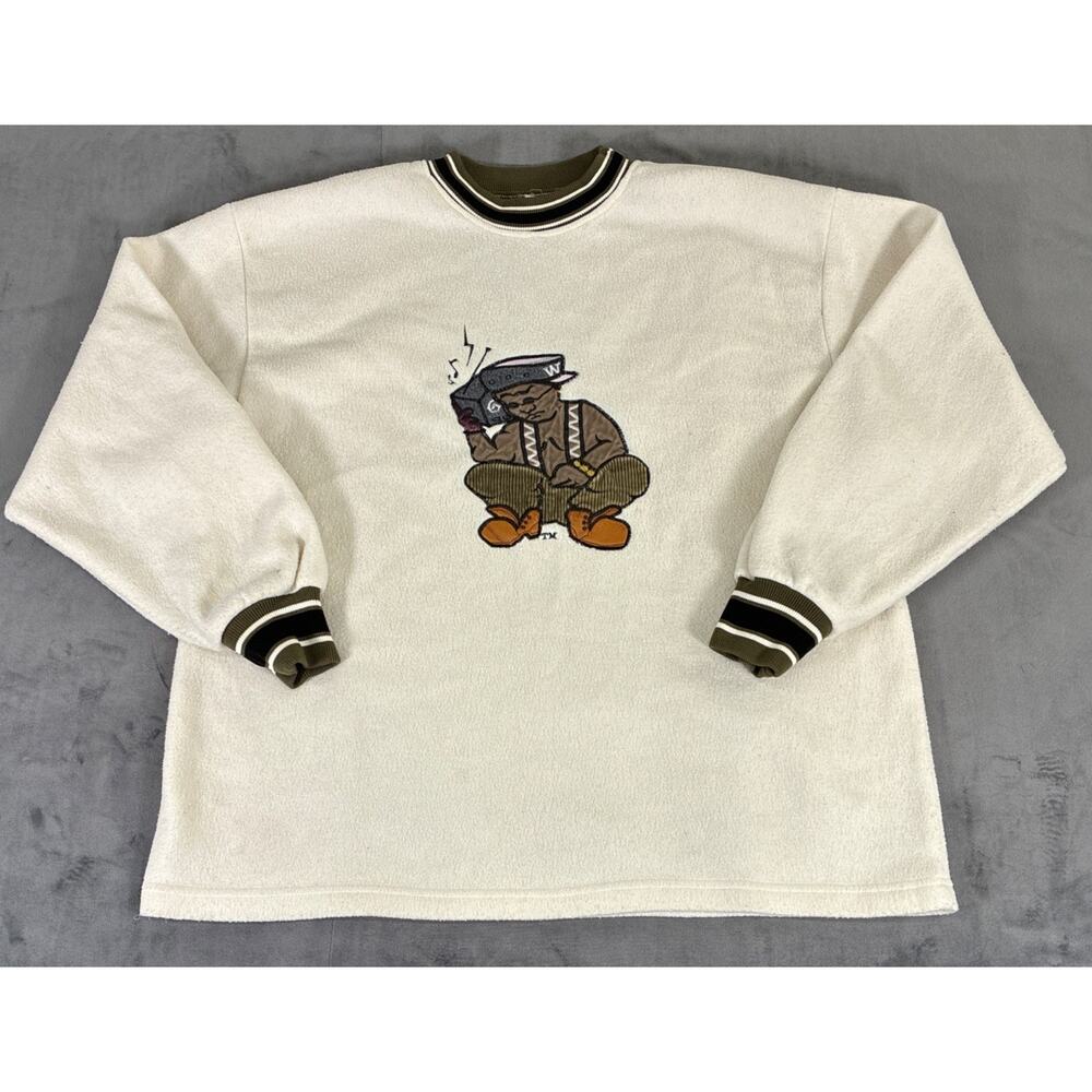 Vintage Weekend Fleece Crewneck Sweatshirt with Boombox Figure No Size Charity